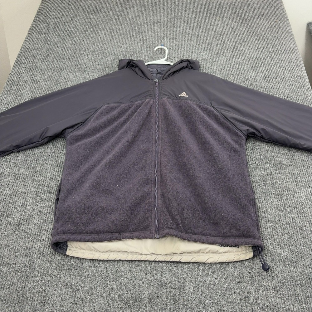 Adidas Jacket Mens XL Purple‎ Fleece Polyester Hooded Full Zip Gorpcore Sport